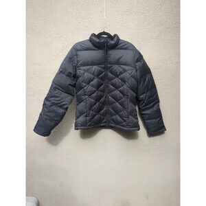 Vintage Eddie Bauer Puffer Jacket Unisex LG Black Goose Down Nylon Winter Chores